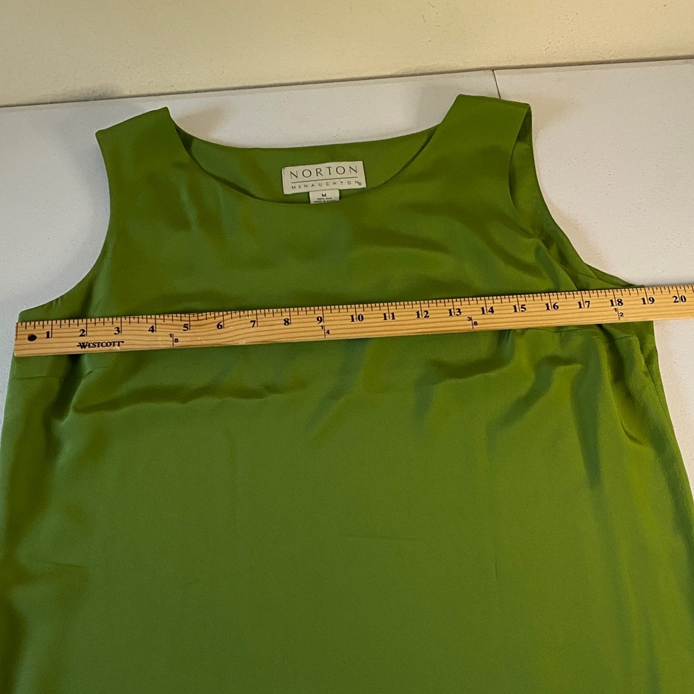 Norton McNaughton Vibrant Green Tank Top 100% Silk Sz M - Picture 4 of 8